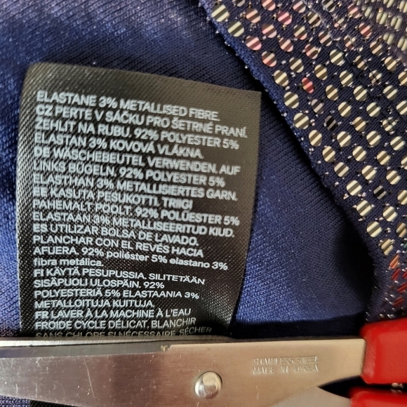 H&M Divided blue silver shimmer bodycon open back long sleeve mini dress sz L - Picture 12 of 12